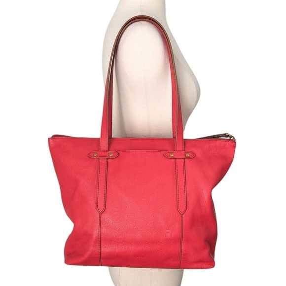 Fossil Red Pebbled Leather Felicity Tote‎ Handbag